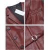 COOFANDY Men’s Leather Suit Vest Slim Fit Casual Western Vest Jacket Lightweight V-Neck Dress Waistcoats(Burgundy)