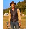 COOFANDY Men’s Leather Suit Vest Slim Fit Casual Western Vest Jacket Lightweight V-Neck Dress Waistcoats(Coffee)