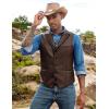 COOFANDY Men’s Leather Suit Vest Slim Fit Casual Western Vest Jacket Lightweight V-Neck Dress Waistcoats(Coffee)