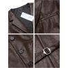 COOFANDY Men’s Leather Suit Vest Slim Fit Casual Western Vest Jacket Lightweight V-Neck Dress Waistcoats(Coffee)