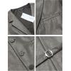 COOFANDY Men’s Leather Suit Vest Slim Fit Casual Western Vest Jacket Lightweight V-Neck Dress Waistcoats(Dark Grey)