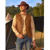 COOFANDY Men’s Leather Suit Vest Slim Fit Casual Western Vest Jacket Lightweight V-Neck Dress Waistcoats(Light Brown)