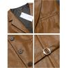 COOFANDY Men’s Leather Suit Vest Slim Fit Casual Western Vest Jacket Lightweight V-Neck Dress Waistcoats(Light Brown)