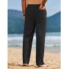 COOFANDY Men’s Linen Pants Casual Loose Fit Beach Summer Yoga Pant Lightweight Drawstring Linen Trousers(Black)