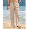 COOFANDY Men’s Linen Pants Casual Loose Fit Beach Summer Yoga Pant Lightweight Drawstring Linen Trousers(Khaki)