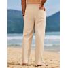 COOFANDY Men’s Linen Pants Casual Loose Fit Beach Summer Yoga Pant Lightweight Drawstring Linen Trousers(Light Coffee)