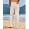 COOFANDY Men’s Linen Pants Casual Loose Fit Beach Summer Yoga Pant Lightweight Drawstring Linen Trousers(Light Khaki)