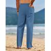 COOFANDY Men’s Linen Pants Casual Loose Fit Beach Summer Yoga Pant Lightweight Drawstring Linen Trousers(Marine Blue)