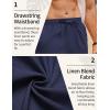 COOFANDY Men’s Linen Pants Casual Loose Fit Beach Summer Yoga Pant Lightweight Drawstring Linen Trousers(Navy Blue)