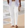 COOFANDY Men’s Linen Pants Casual Loose Fit Beach Summer Yoga Pant Lightweight Drawstring Linen Trousers(White)