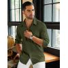 COOFANDY Men’s Long Sleeve Buttons Down Shirts Casual Button Up Shirts Beach Linen Shirt Untucked Dress Shirt Army Green