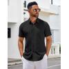 COOFANDY Men’s Short Sleeve Button Down Shirts Casual Summer Untucked Wrinkle Free Dress Shirts with Pocket(Black)