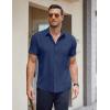 COOFANDY Men’s Short Sleeve Button Down Shirts Casual Summer Untucked Wrinkle Free Dress Shirts with Pocket(Black Iris)