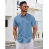 COOFANDY Men’s Short Sleeve Button Down Shirts Casual Summer Untucked Wrinkle Free Dress Shirts with Pocket(Captain’s Blue)
