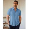 COOFANDY Men’s Short Sleeve Button Down Shirts Casual Summer Untucked Wrinkle Free Dress Shirts with Pocket(Captain’s Blue)