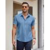 COOFANDY Men’s Short Sleeve Button Down Shirts Casual Summer Untucked Wrinkle Free Dress Shirts with Pocket(Captain’s Blue)