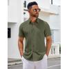 COOFANDY Men’s Short Sleeve Button Down Shirts Casual Summer Untucked Wrinkle Free Dress Shirts with Pocket(Chive)