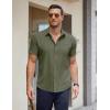 COOFANDY Men’s Short Sleeve Button Down Shirts Casual Summer Untucked Wrinkle Free Dress Shirts with Pocket(Chive)