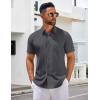 COOFANDY Men’s Short Sleeve Button Down Shirts Casual Summer Untucked Wrinkle Free Dress Shirts with Pocket(Granite Gray)