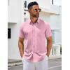 COOFANDY Men’s Short Sleeve Button Down Shirts Casual Summer Untucked Wrinkle Free Dress Shirts with Pocket(Icy Pink)