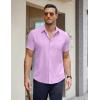 COOFANDY Men’s Short Sleeve Button Down Shirts Casual Summer Untucked Wrinkle Free Dress Shirts with Pocket(Lavender Frost)