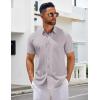 COOFANDY Men’s Short Sleeve Button Down Shirts Casual Summer Untucked Wrinkle Free Dress Shirts with Pocket(Quiet Gray)