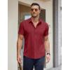 COOFANDY Men’s Short Sleeve Button Down Shirts Casual Summer Untucked Wrinkle Free Dress Shirts with Pocket(Red Dahlia)