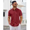 COOFANDY Men’s Short Sleeve Button Down Shirts Casual Summer Untucked Wrinkle Free Dress Shirts with Pocket(Red Dahlia)