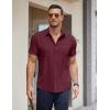 COOFANDY Men’s Short Sleeve Button Down Shirts Casual Summer Untucked Wrinkle Free Dress Shirts with Pocket(Tawny Port)