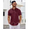 COOFANDY Men’s Short Sleeve Button Down Shirts Casual Summer Untucked Wrinkle Free Dress Shirts with Pocket(Tawny Port)