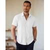 COOFANDY Men’s Short Sleeve Button Down Shirts Casual Summer Untucked Wrinkle Free Dress Shirts with Pocket(White)