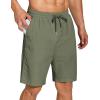 COOFANDY Men’s Summer Beach Shorts Lightweight Elastic Waist Drawstring Casual Shorts with Pocket(Deep Green)