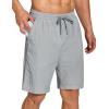 COOFANDY Men’s Summer Beach Shorts Lightweight Elastic Waist Drawstring Casual Shorts with Pocket(Light Grey)