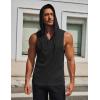 COOFANDY Men’s Workout Hooded Tank Tops Sleeveless Gym Hoodies Cotton Muscle Cut Off Shirt Bodybuilding Henley Shirts(Black)