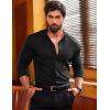 COOFANDY Mens’s Long Sleeve Button Up Shirts Athletic Fitted Dress Shirts Silm Fit(01-black)