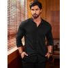 COOFANDY Mens’s Long Sleeve Button Up Shirts Athletic Fitted Dress Shirts Silm Fit(01-black)