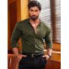 COOFANDY Mens’s Long Sleeve Button Up Shirts Athletic Fitted Dress Shirts Silm Fit(Army Green)