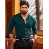 COOFANDY Mens’s Long Sleeve Button Up Shirts Athletic Fitted Dress Shirts Silm Fit(Lake Green)