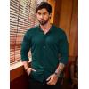 COOFANDY Mens’s Long Sleeve Button Up Shirts Athletic Fitted Dress Shirts Silm Fit(Lake Green)