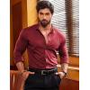 COOFANDY Mens’s Long Sleeve Button Up Shirts Athletic Fitted Dress Shirts Silm Fit(Wine Red)