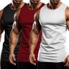 COOFANDY Men’s 3 Pack Workout Tank Tops Sleeveless Gym Shirts Bodybuilding Fitness Muscle Tee Shirts(Black/Wine Red/White)