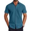 COOFANDY Mens Button Down Shirts Short Sleeve Casual Shirt Summer Untucked Dress Shirts(Midnight Blue)