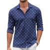 COOFANDY Men’s Casual Button Down Shirt Wrinkle Free Shirts Long Sleeve Dress Shirt(Navy Shark)