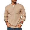 COOFANDY Men’s Henley Knit Sweater Long Sleeve Soft Pullover Shirt with Chest Pocket(Apricot)