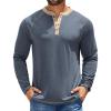 COOFANDY Mens Henley Shirts Long Sleeve Casual Button V Neck T-Shirt Lightweight Fashion Pullover Shirts(Heather Dark Blue)