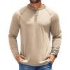 COOFANDY Mens Henley Shirts Long Sleeve Casual Button V Neck T-Shirt Lightweight Fashion Pullover Shirts(Heather Khaki)