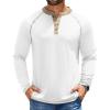 COOFANDY Mens Henley Shirts Long Sleeve Casual Button V Neck T-Shirt Lightweight Fashion Pullover Shirts(White)
