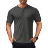 COOFANDY Men’s Henley Shirts Short Sleeve Ribbed T-Shirts Bodybuilding Workout Tee Shirts(Dark Gray)