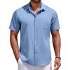 COOFANDY Men’s Short Sleeve Button Down Shirts Casual Summer Untucked Wrinkle Free Dress Shirts with Pocket(Angel Falls)