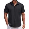 COOFANDY Men’s Short Sleeve Button Down Shirts Casual Summer Untucked Wrinkle Free Dress Shirts with Pocket(Black)